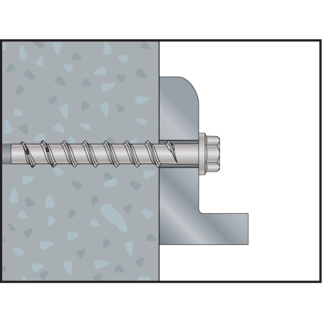 Anclaje tornillo directo a hormigón Ø 6x35 mm, cabeza manguito M10, recubrimiento Zn-Al